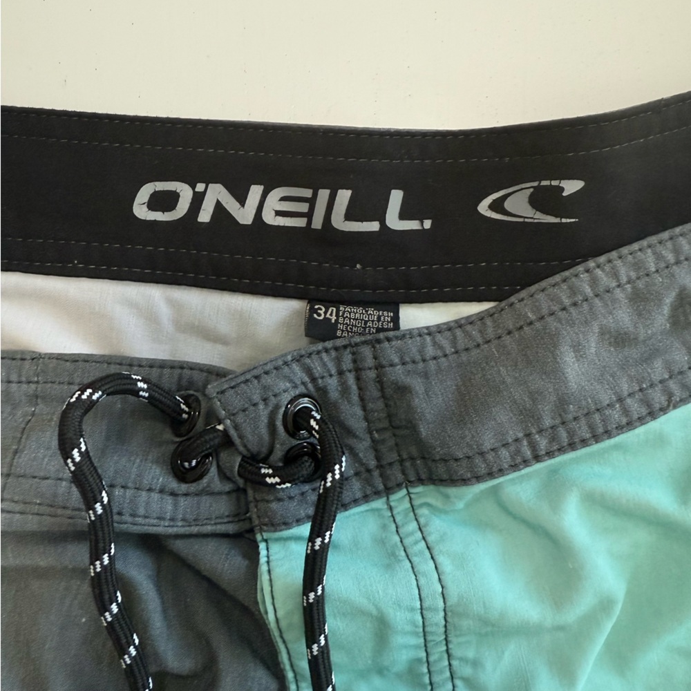 O'Neill Gray and Teal Board Shorts - Picture 3 of 3